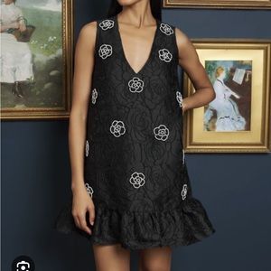 NWT Sister Jane Black Mural Black Floral-Embroidery Dress